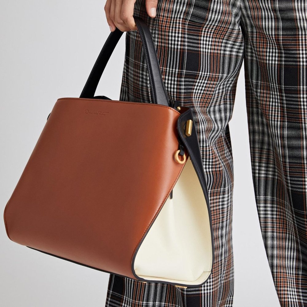 Oscar de la Renta Two Tone Leather Nolo Bag